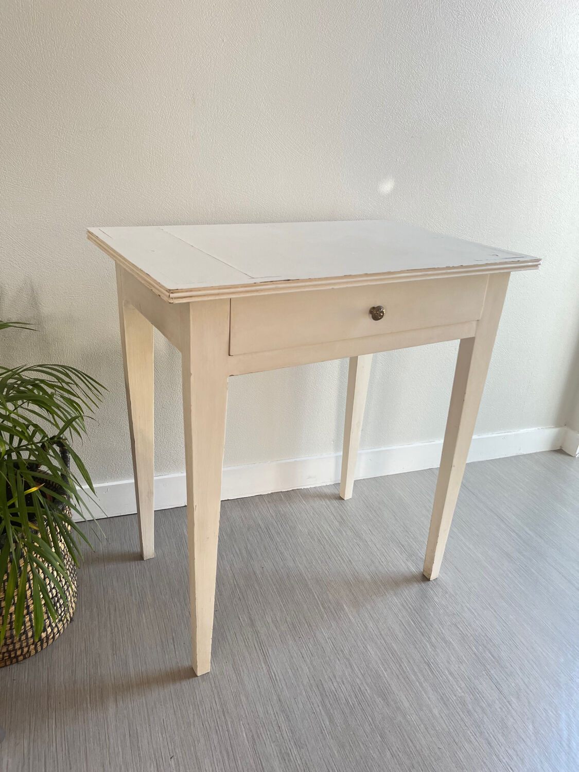 Small patinated wood table / desk / console / side table