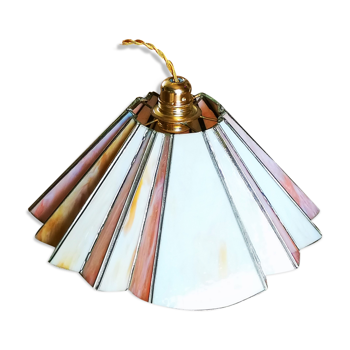 Fan hanging lamp in art deco glass paste year 40/50