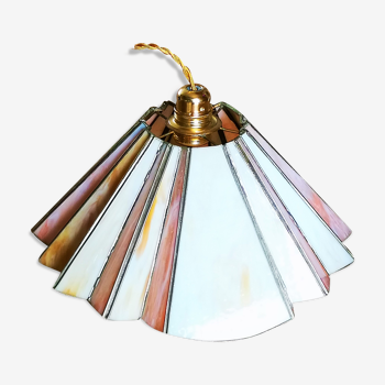 Fan hanging lamp in art deco glass paste year 40/50