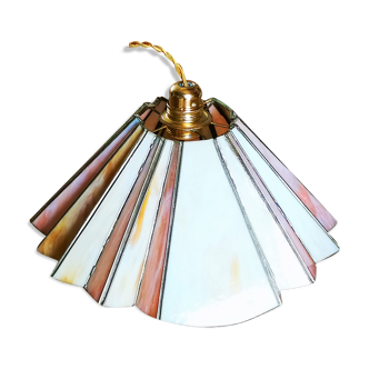 Fan hanging lamp in art deco glass paste year 40/50