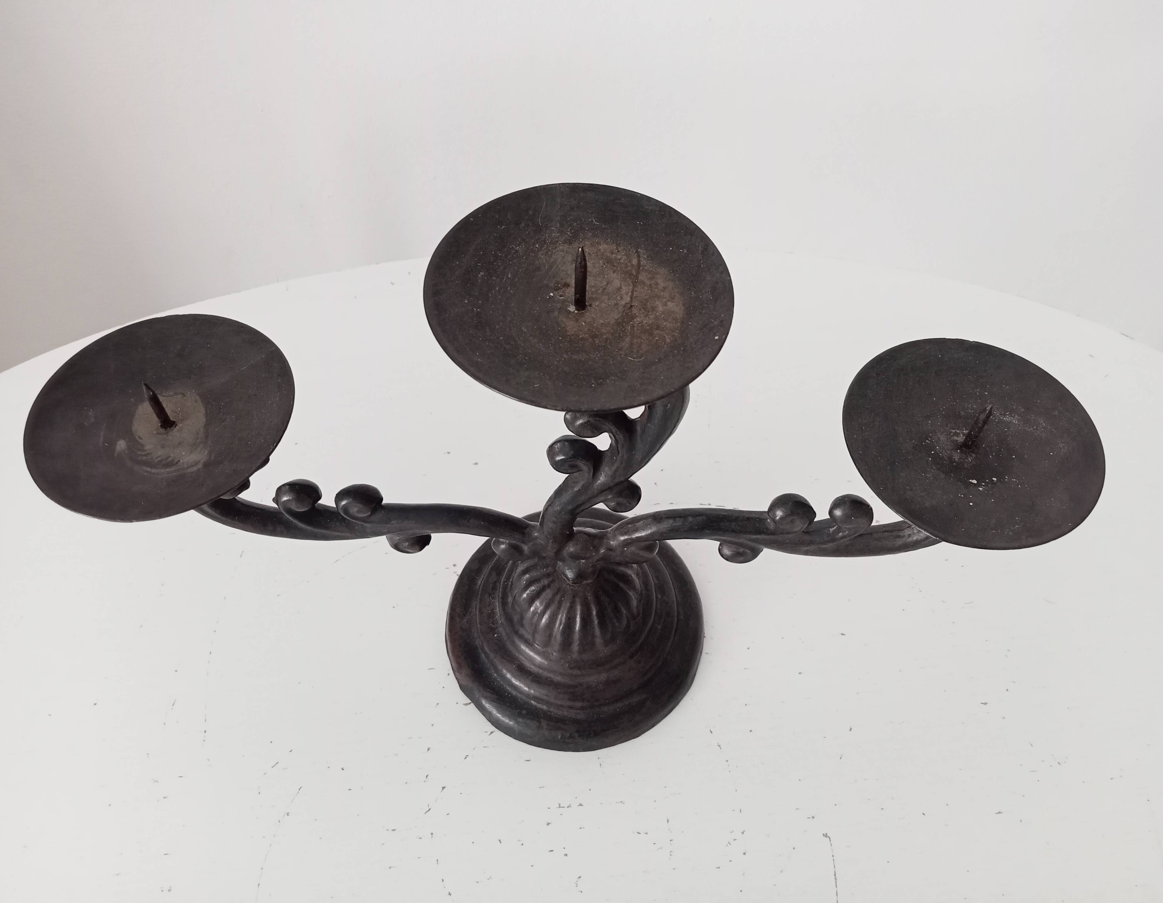 Old enamelled cast iron chandelier