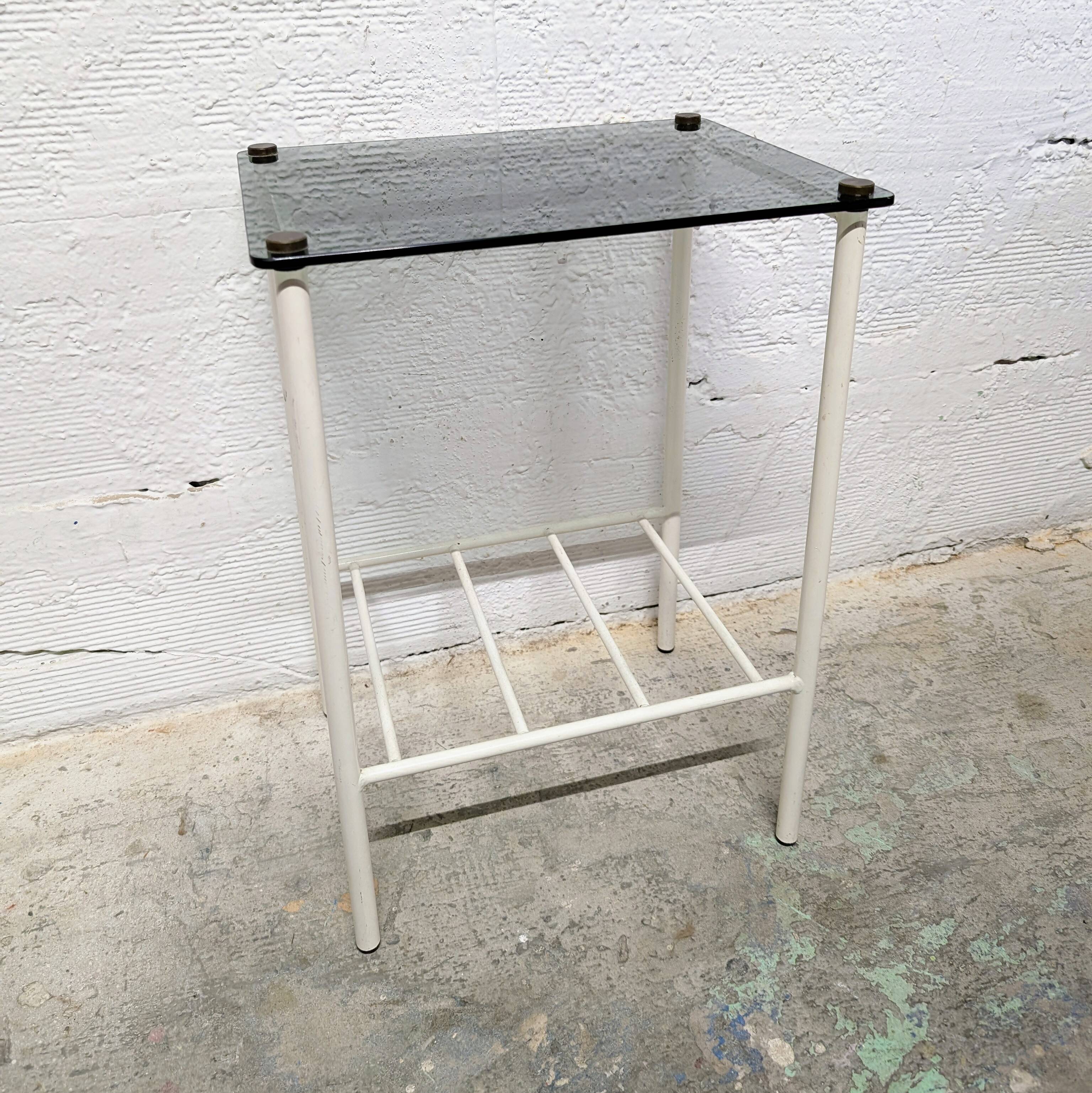 Vintage metal and glass side table