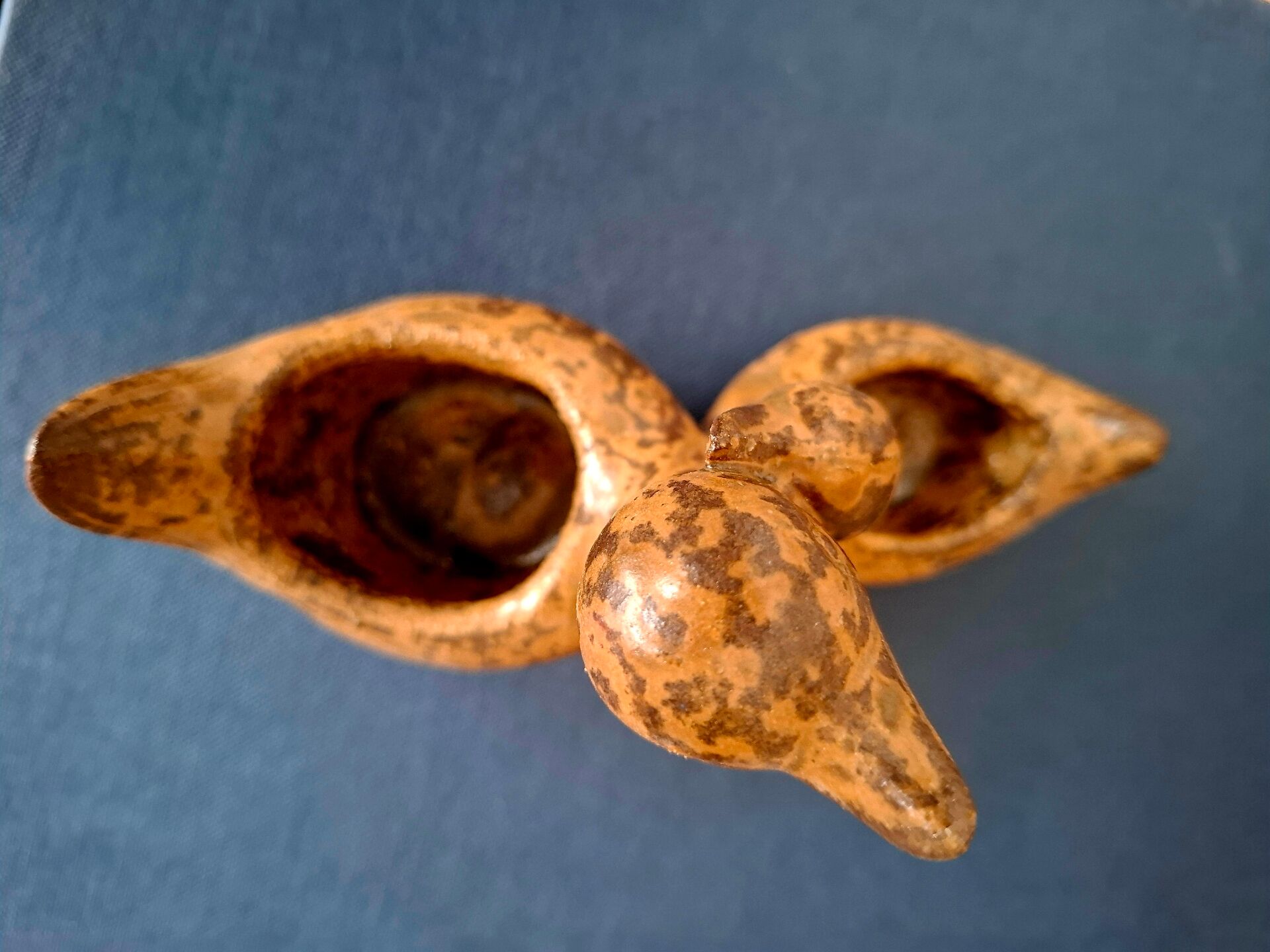 Brown ceramic saleron André Bodin duck and duckling (20th century)