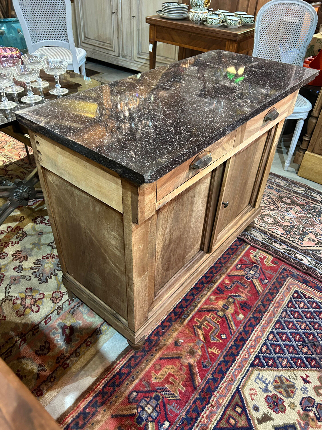Parisian sideboard in walnut marble top