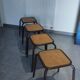 4 vintage industrial Mullca stools, workshop, school