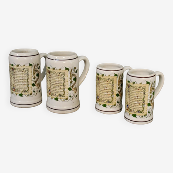 Series of 4 mugs with recipe of h chassagnac beers