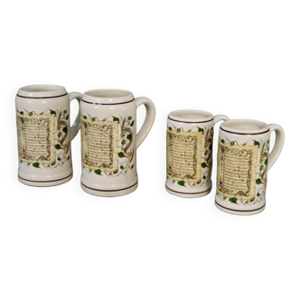 Series of 4 mugs with recipe of h chassagnac beers