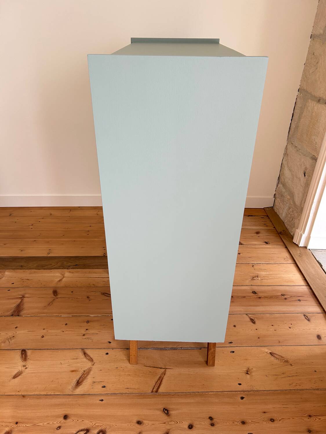 Oak and rattan wardrobe / chest of drawers