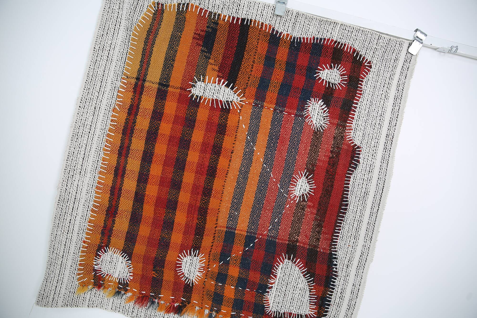 Tenture Murale Tissée Abstraite, Art Textile Fait Main, 105x112 Cm