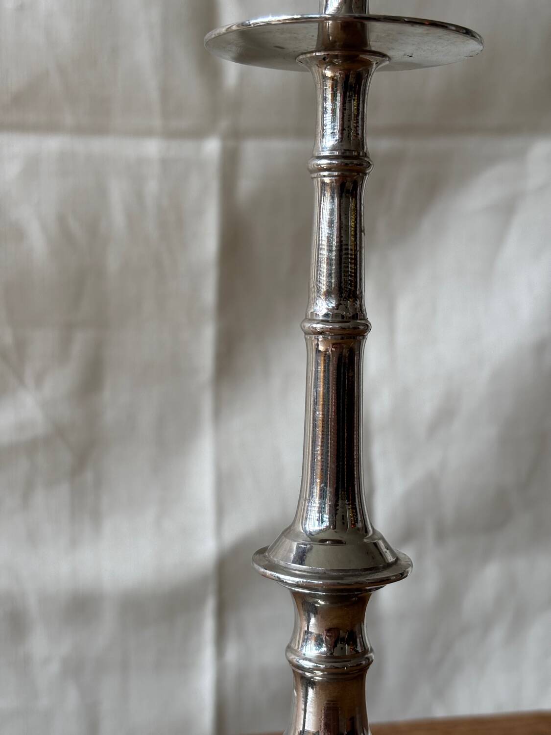 Silver-plated metal candlesticks imitating bamboo, 1960