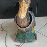 Old toy, duck to pull in paper mache/boiled cardboard