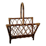 Rattan magazine rack from the 1950s