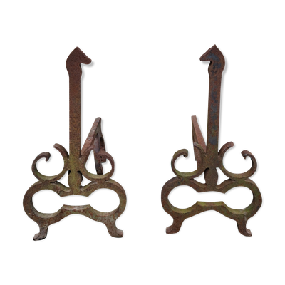 Paire de chevets fonte de fer années 60 cheval