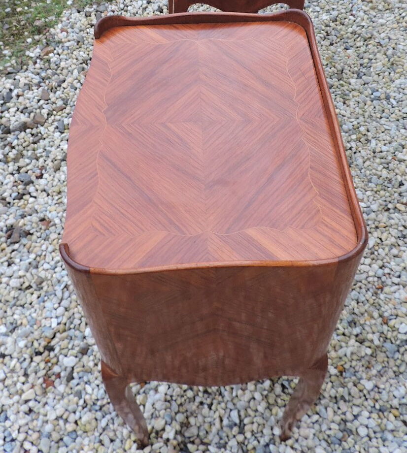 Pair of bedsides in Louis XV style marquetry.