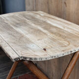 Folding serving table, turned wood