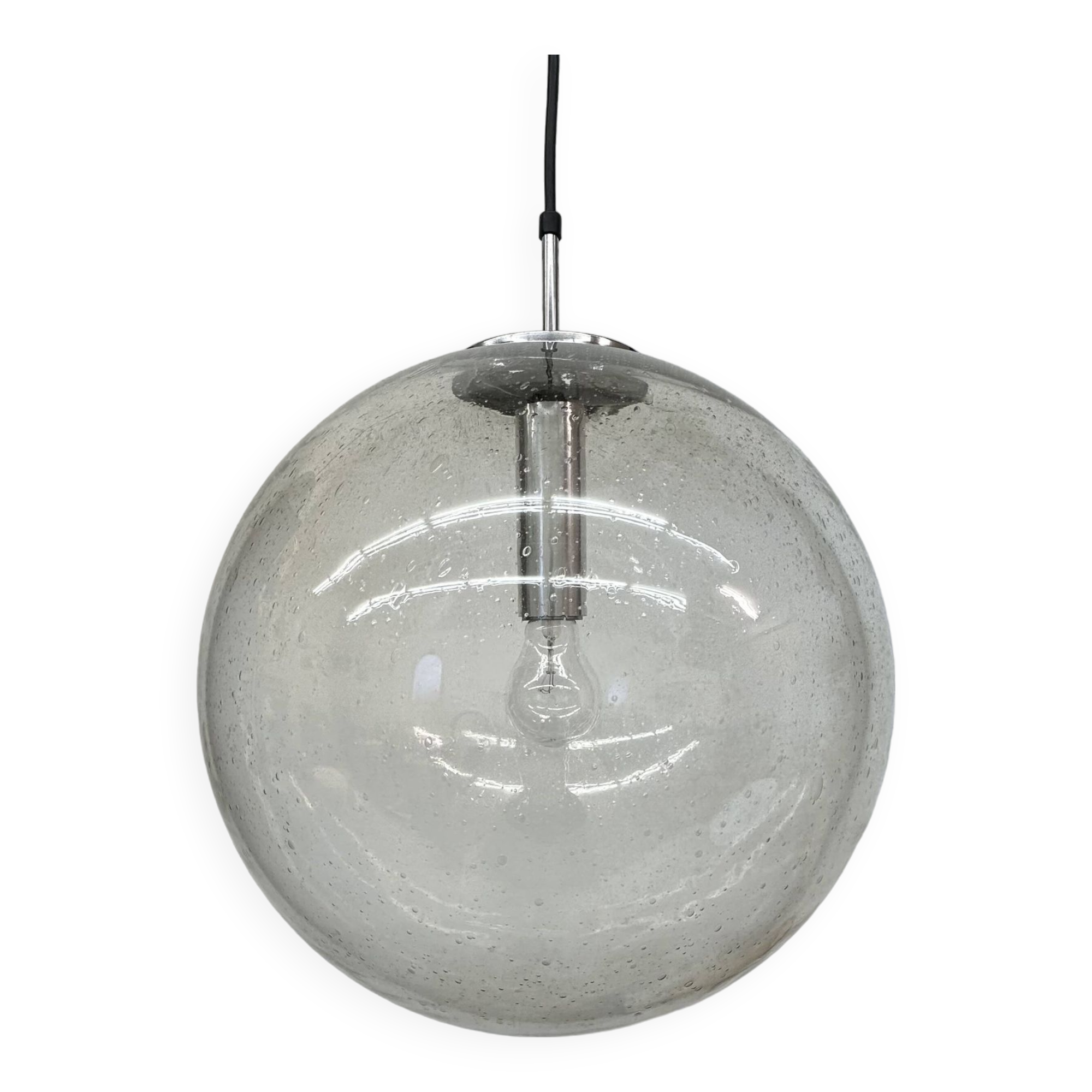 Large Limburg Glashütte hanging lamp globe 1970s Germany