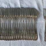 Series of 21 antique silver metal table forks