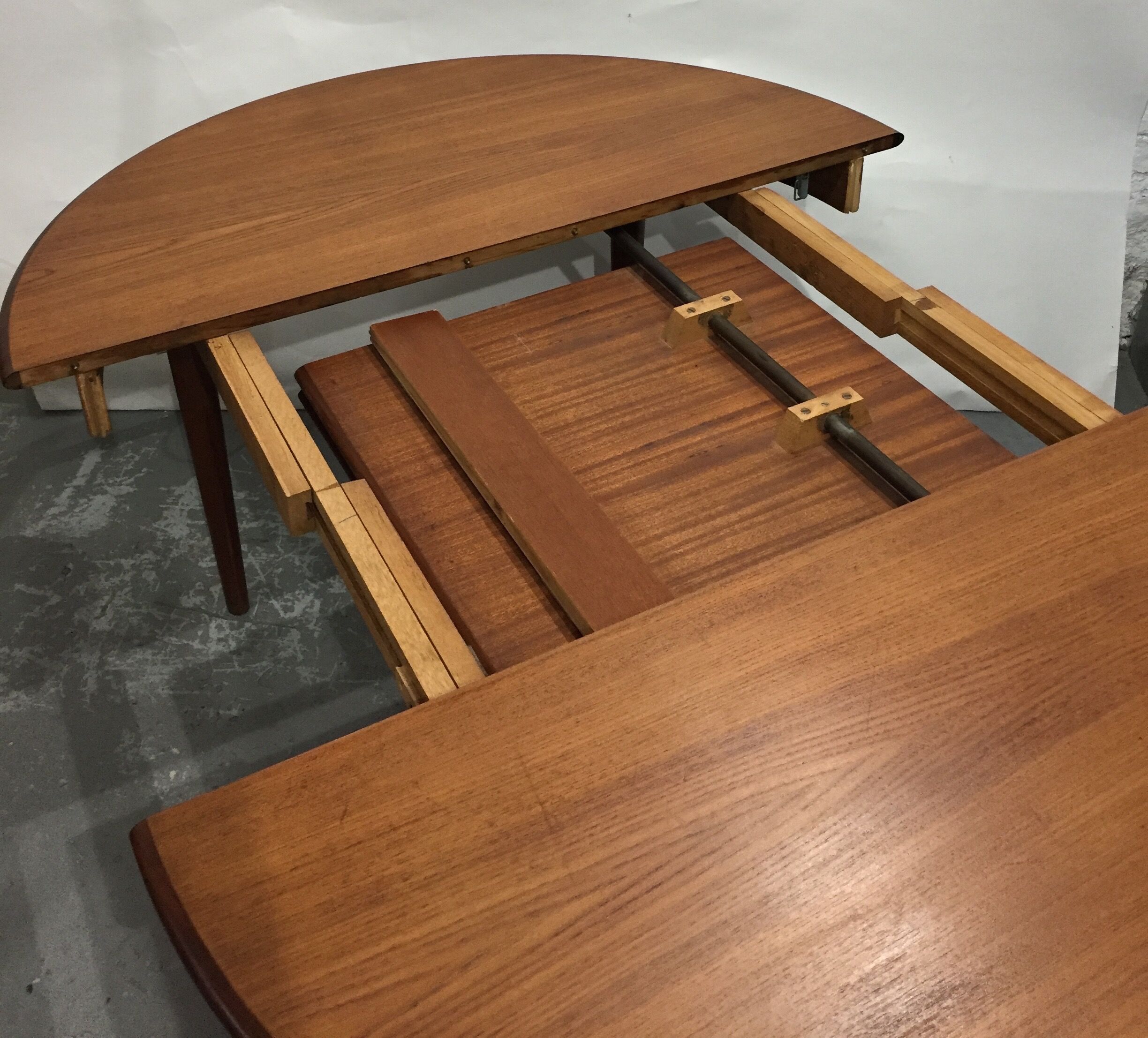 Scandinavian teak dining table with extension cords
