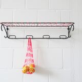 Minimalist wall coat rack in string design in black and red