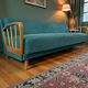Vintage blue/green fabric sofa bed