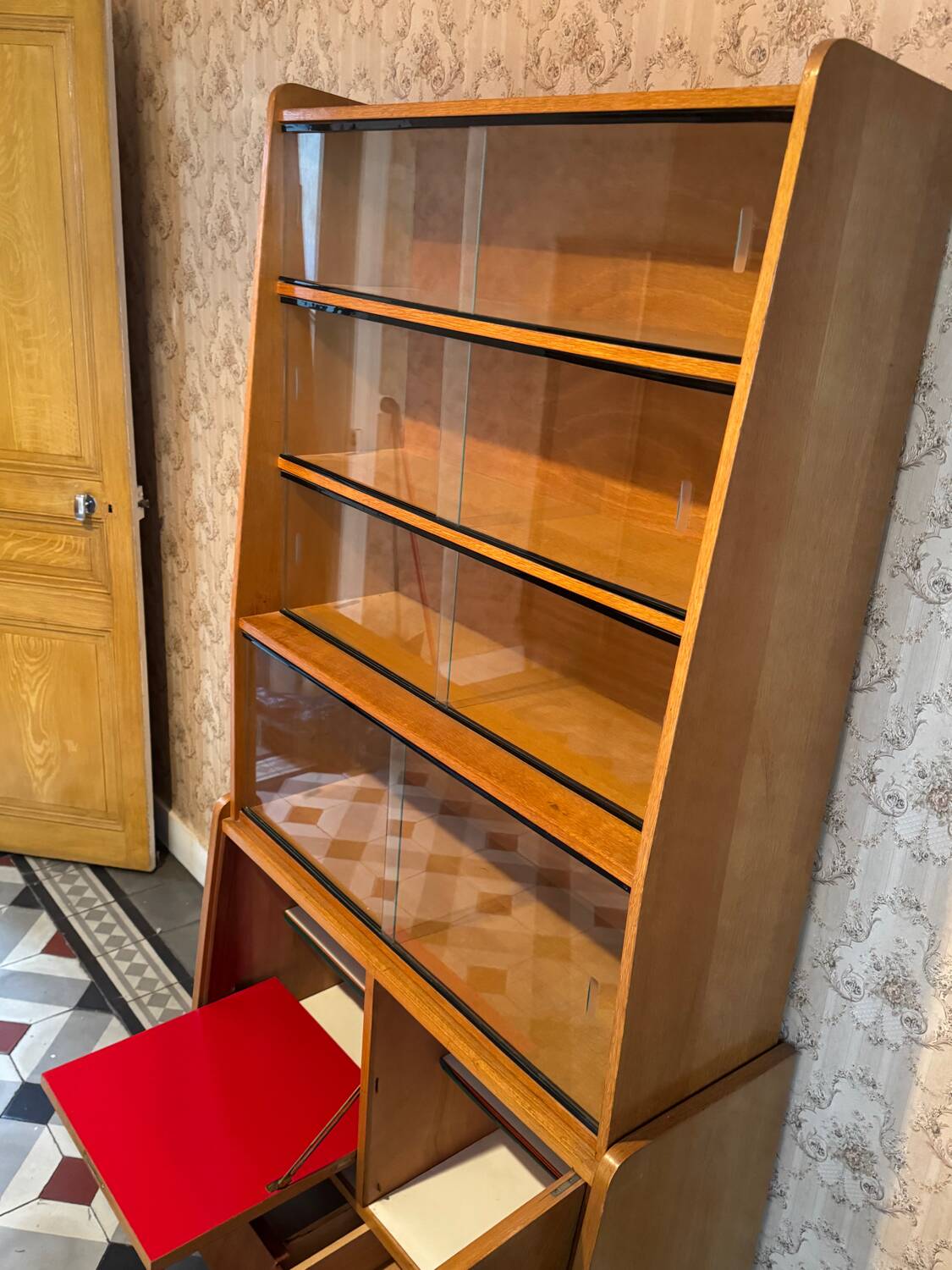 Mid-century vintage asymmetrical display cabinet