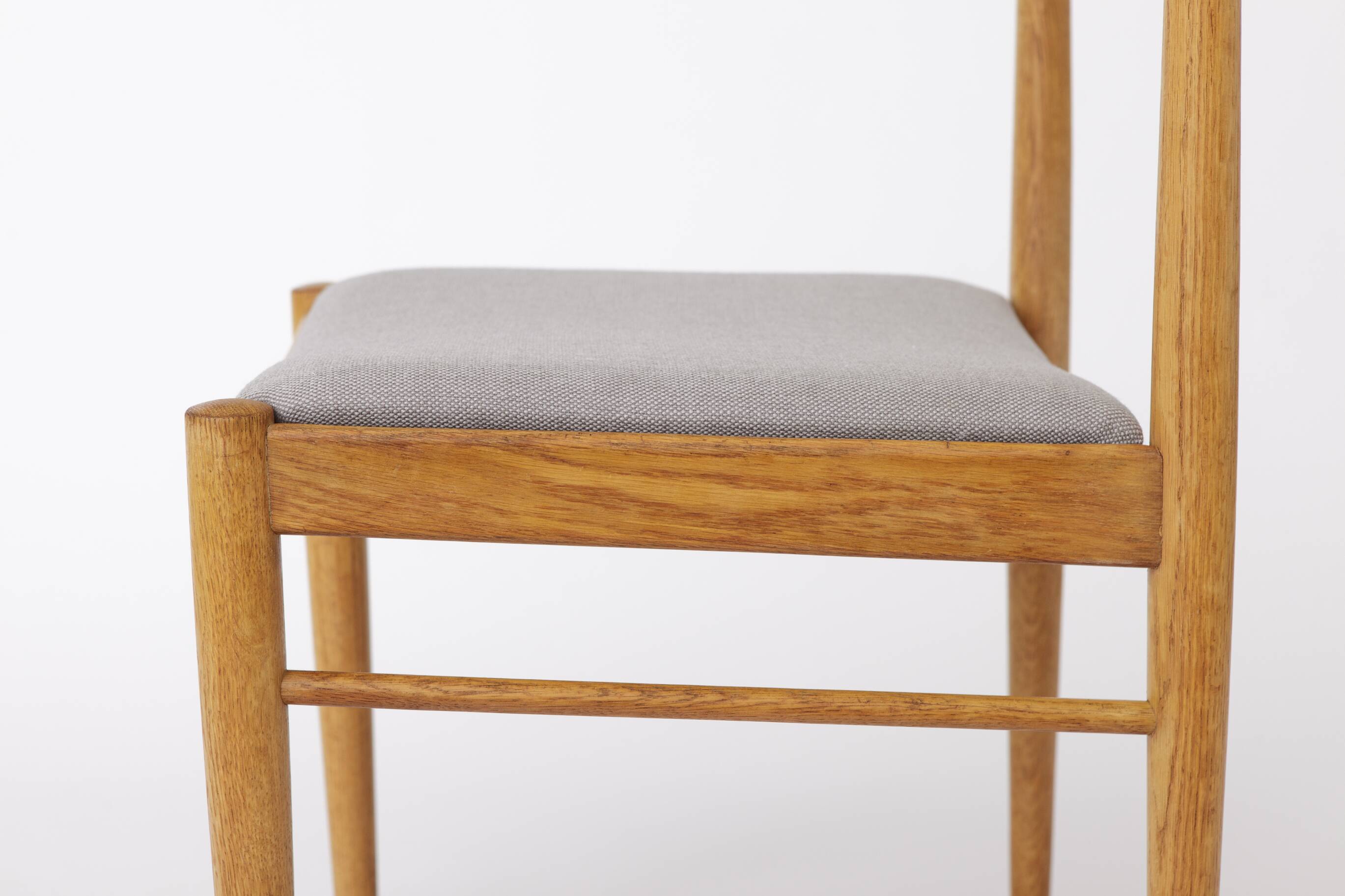 Ensemble de 6 chaises de salle à manger vintage des années 1970, chaises en hêtre et teck, milieu du siècle.