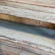Blue lacquered teak shelves