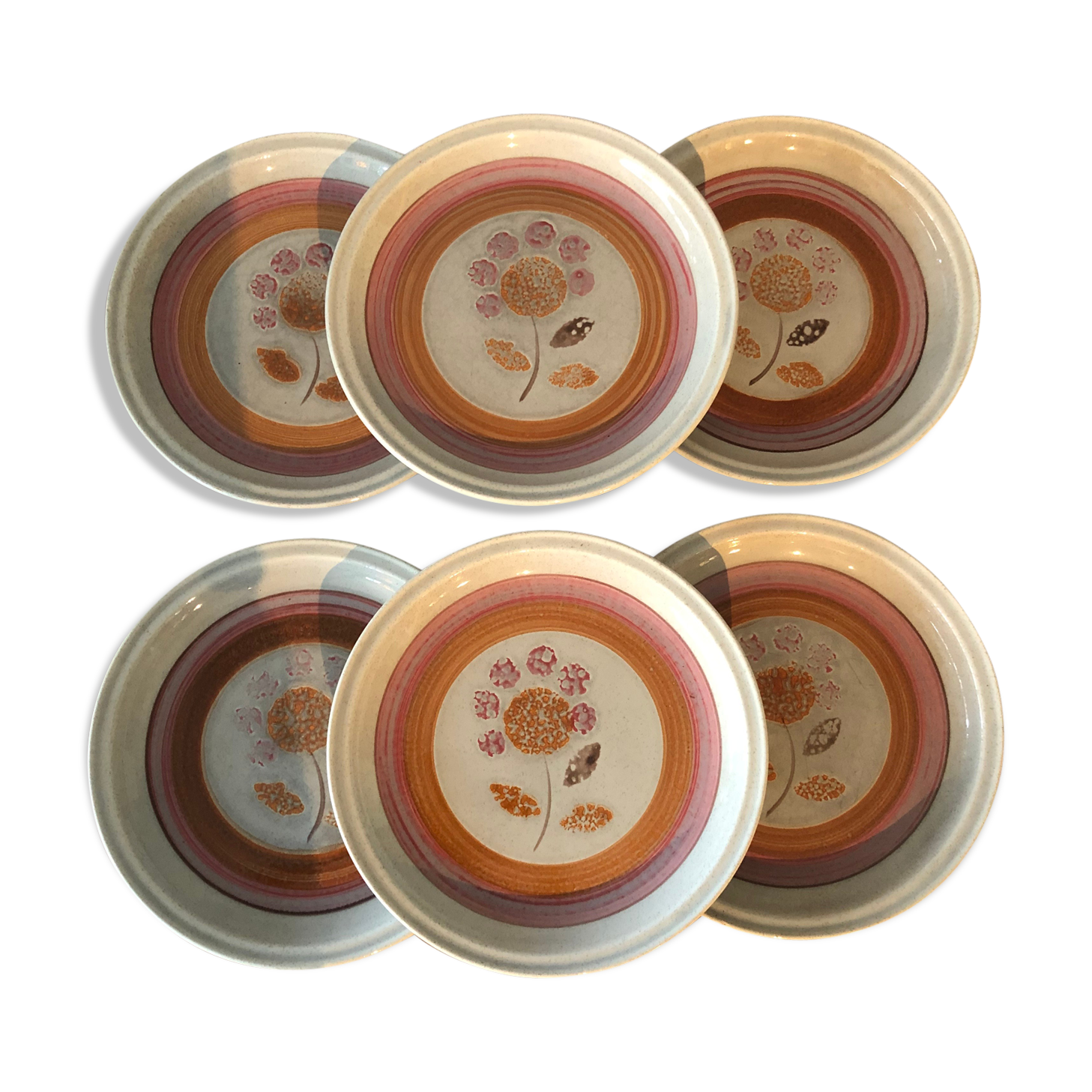 6 flat plates in vintage sandstone