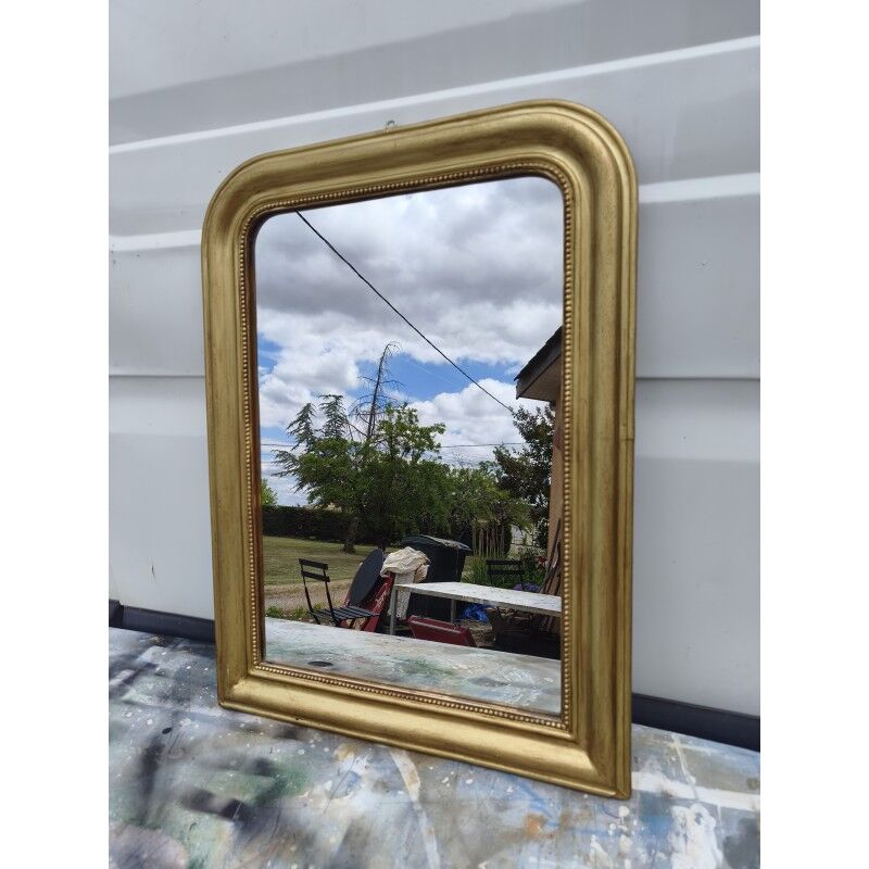 Miroir 19ème bois et stuc doré