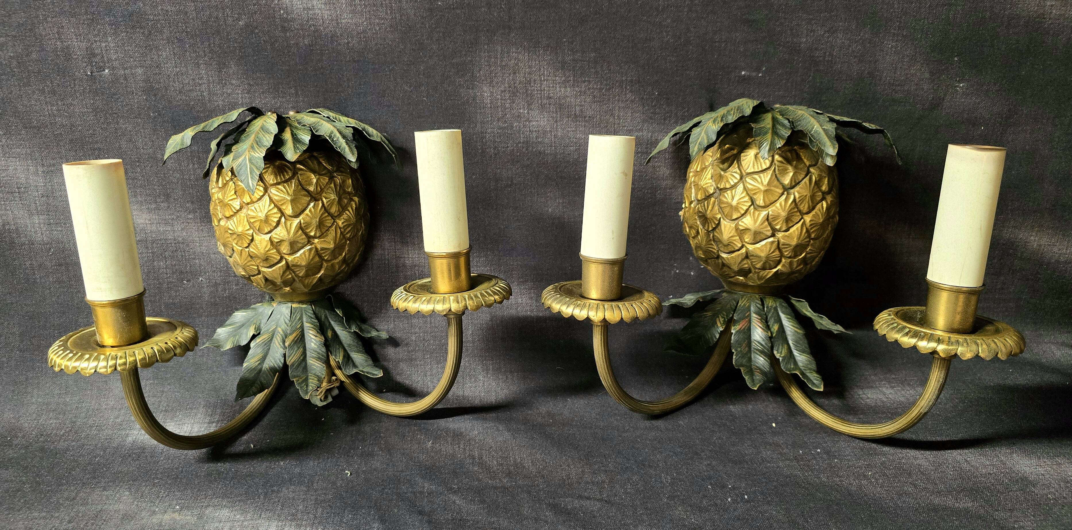 Maison Charles & Fils - Pair of Pineapple wall lights