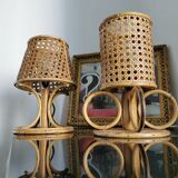 Pair of Italian rattan lamps