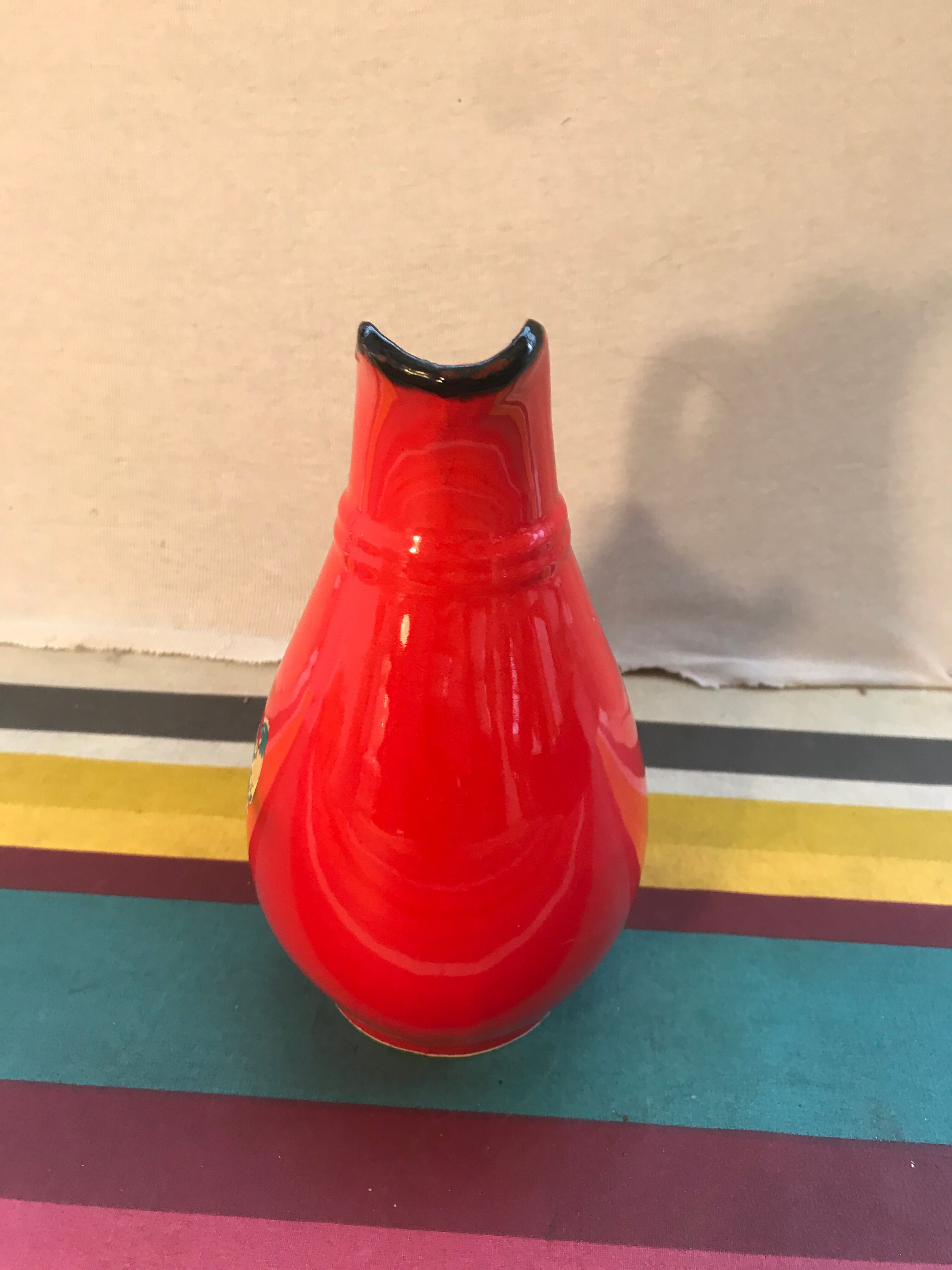 Former red ceramics pitcher - anse cuisine 70s vintage