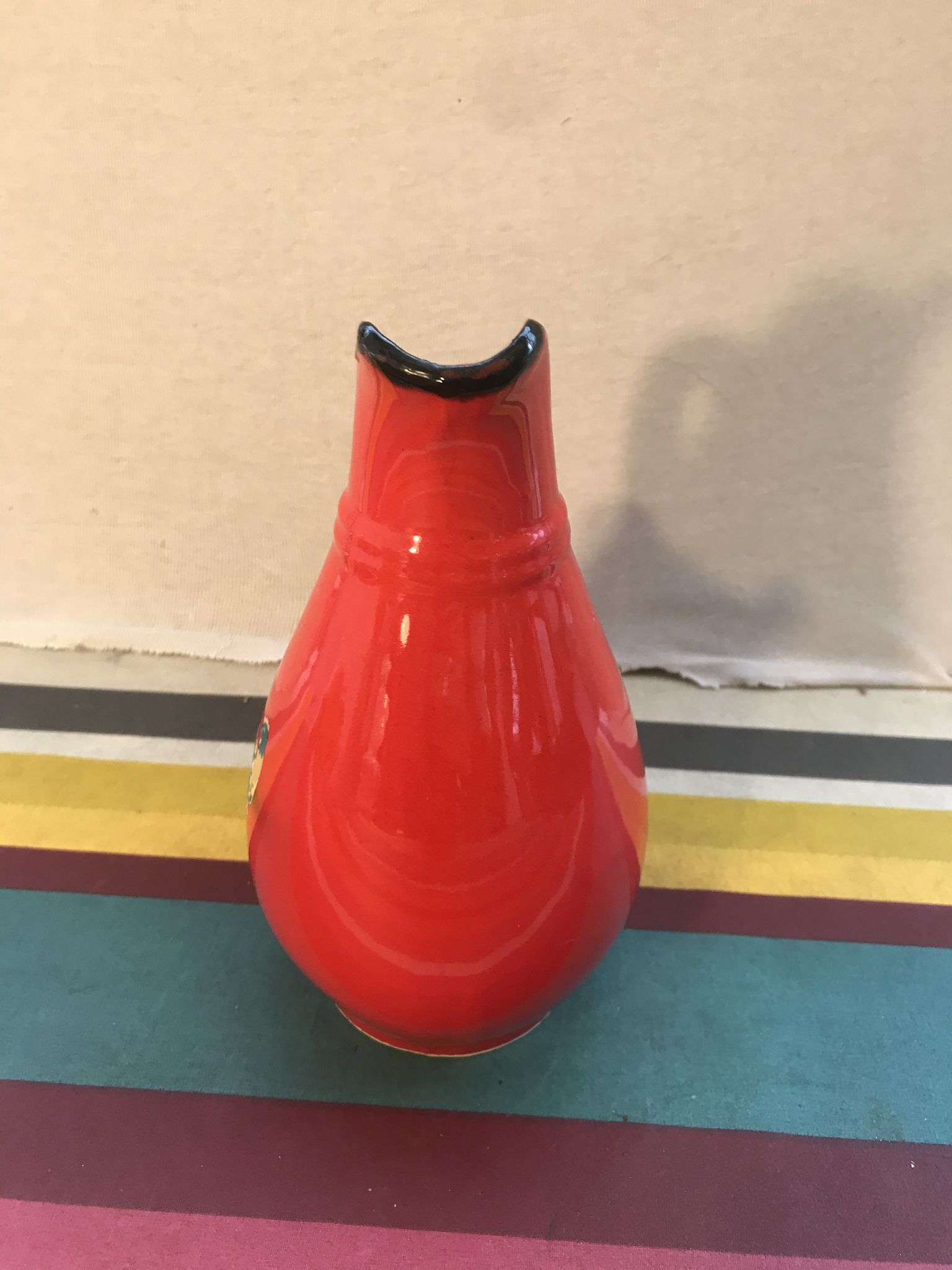 Former red ceramics pitcher - anse cuisine 70s vintage