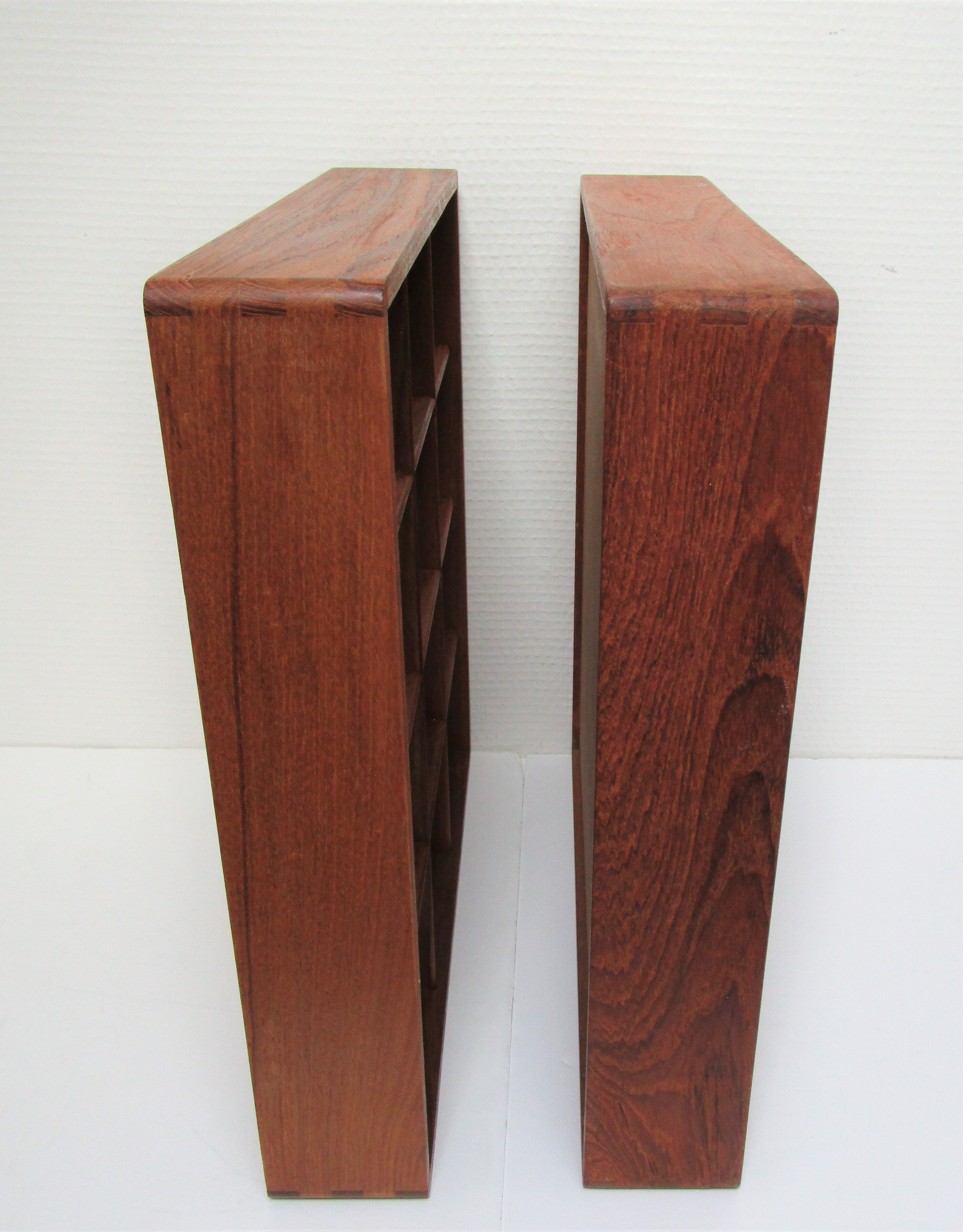 Two wall shelves with vintage solid wood compartments 80s