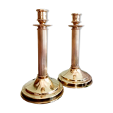 Paire de chandeliers laiton Le Cellier Villedieu vintage