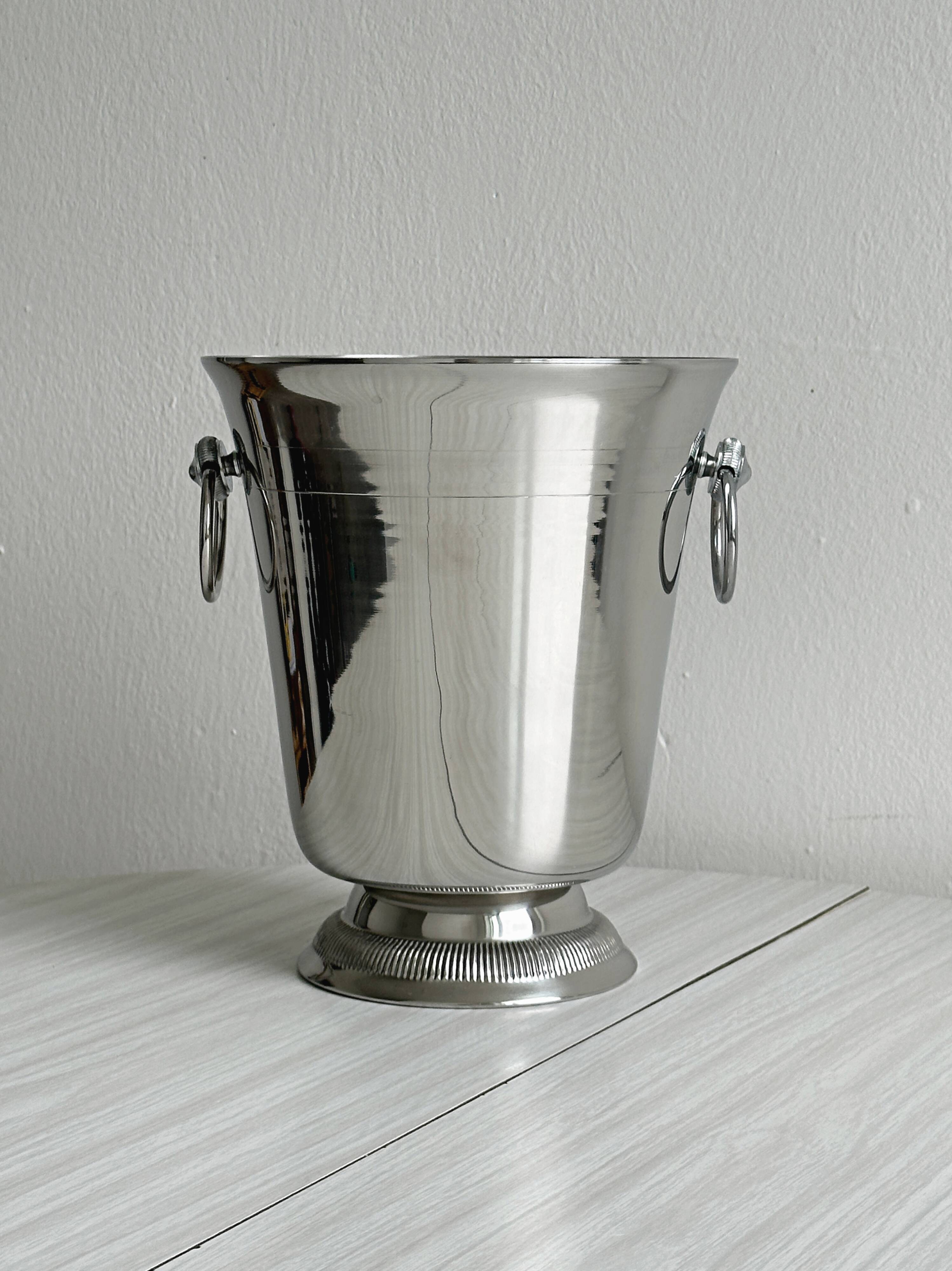 Lightweight silver stainless steel champagne bucket