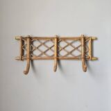 Vintage rattan wicker bamboo coat rack bohemian country decor