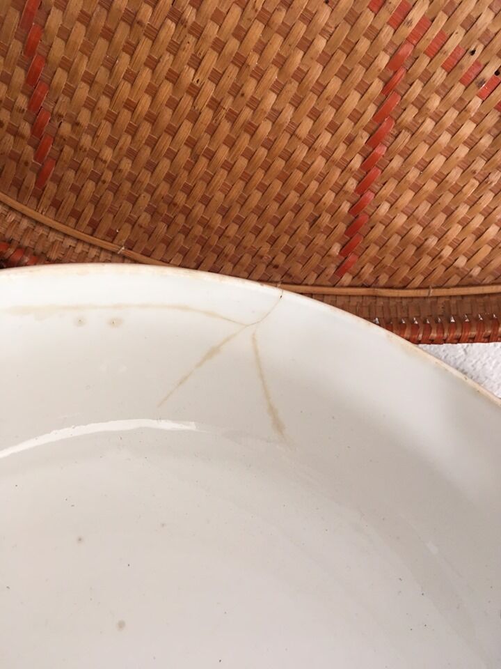 Ancient flowered salad bowl in blue St Amand