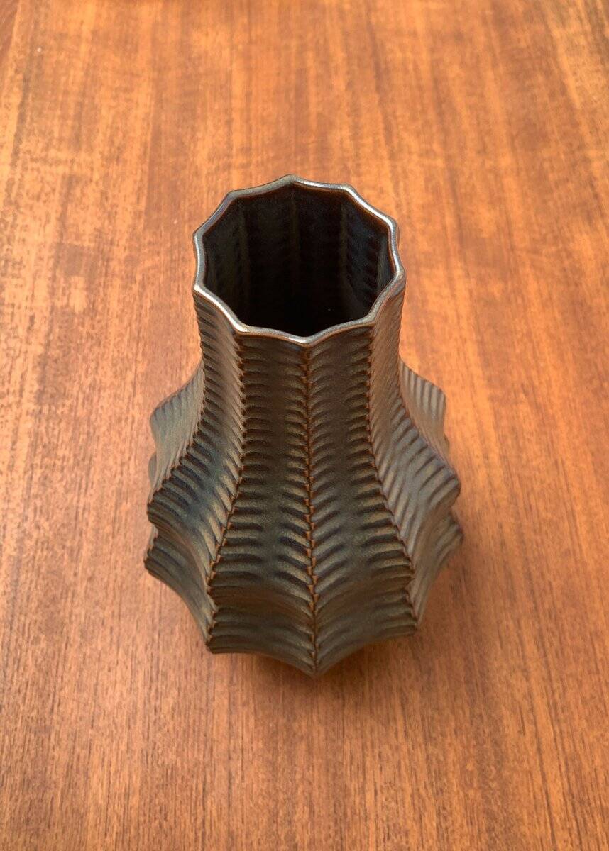 Vintage German brutalist ceramic gourd vase by Heinrich Fuchs for Luisenburg, 1970s.