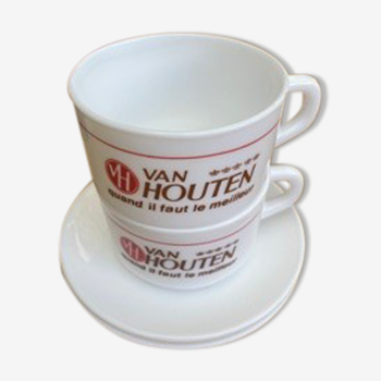 Vintage Van Houten breakfast 2 cups and 2 sub-cups