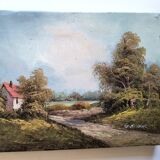 Antique oil painting. Country house - signed G. Monroe