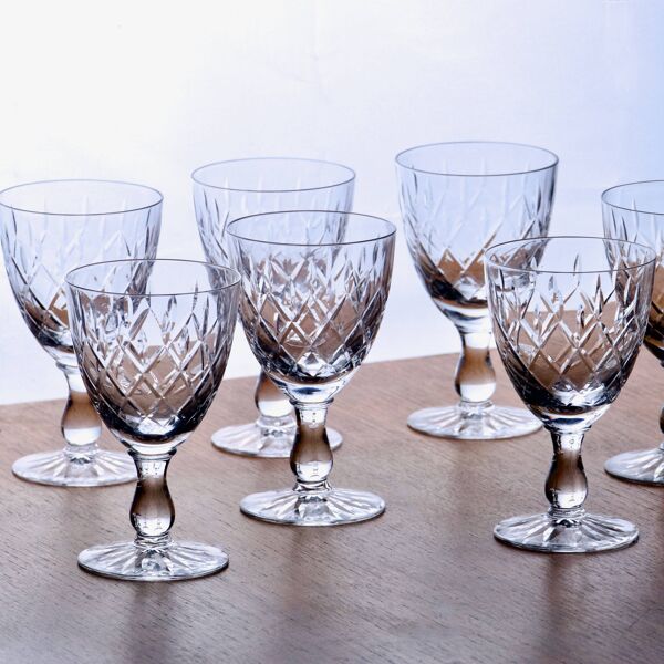 8 verres à vin ancien en cristal maison Orrefors collection Karolina