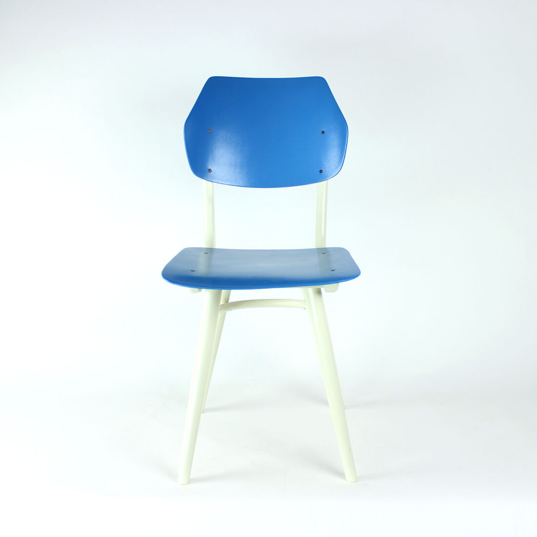 Chair in blue & white by ton, czechoslovakia 1960s