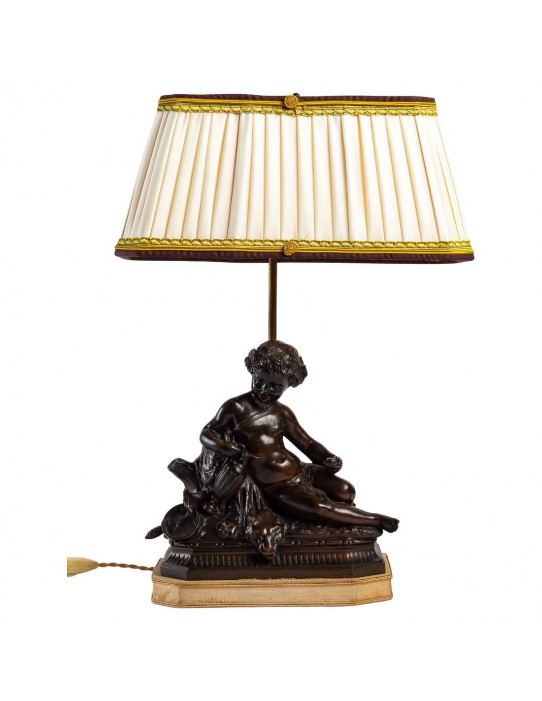 Table lamp, bronze with brown patina, 19th century
