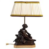 Table lamp, bronze with brown patina, 19th century