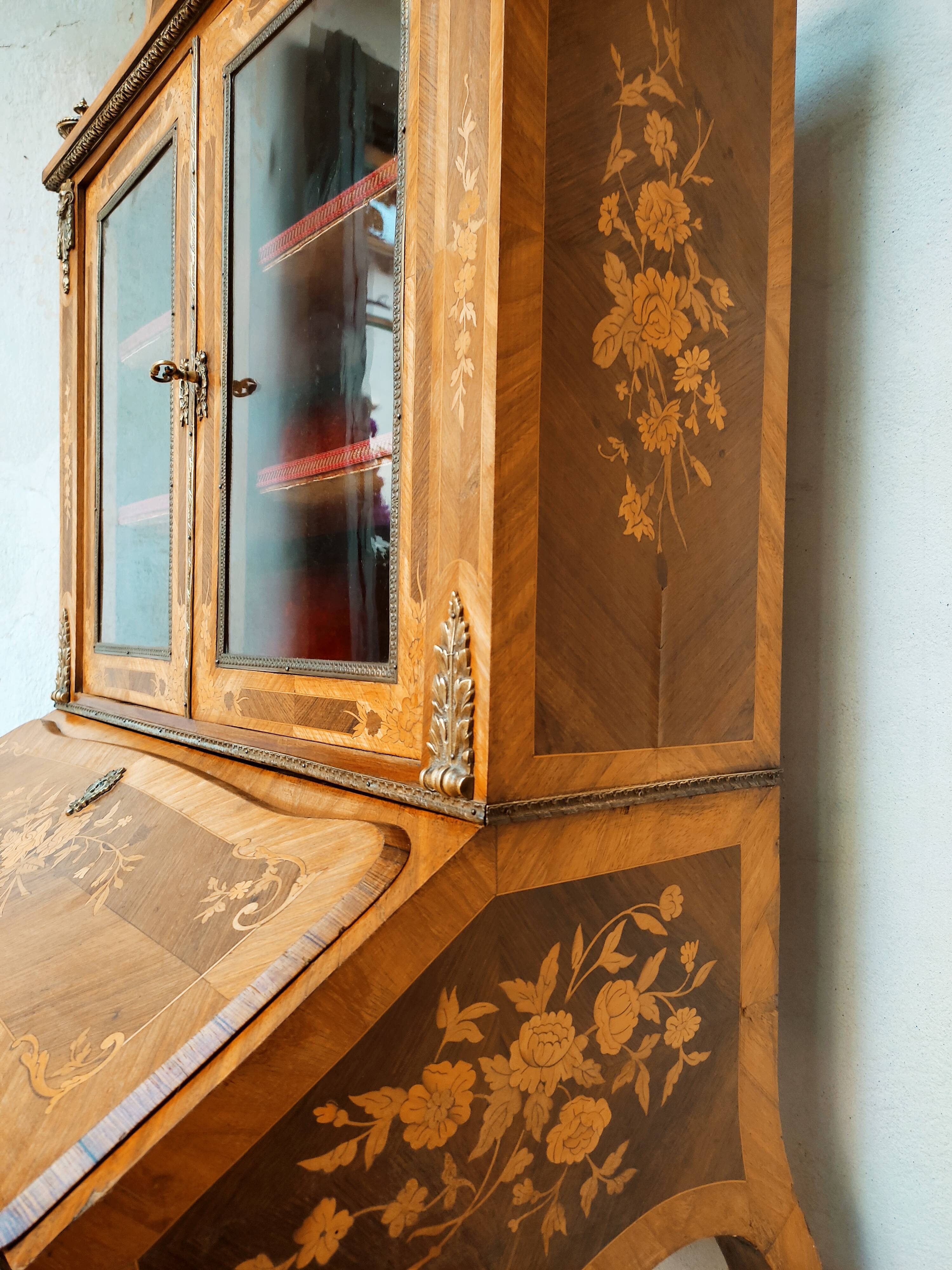 Secretary with marquetry library