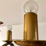 Lustre moderniste vert céladon et laiton massif