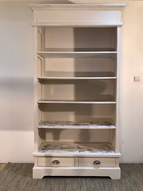 Bookcase, shelf, storage cabinet in solid wood white