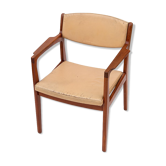 Fauteuil danois moderne en teck et cuir par Erik Buck pour Ørum Møbelfabrik