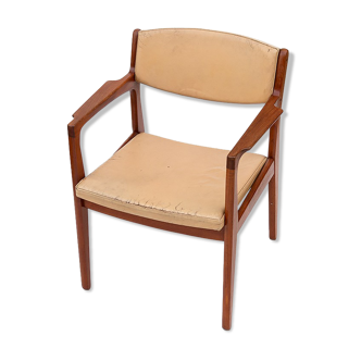 Danish Modern Teak & Leather Armchair by Erik Buck for Ørum Møbelfabrik